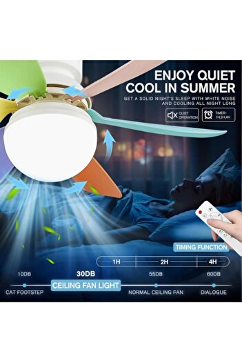 K KATHODE Mini detachable fan with 6 flower blades, ceiling light, remote control