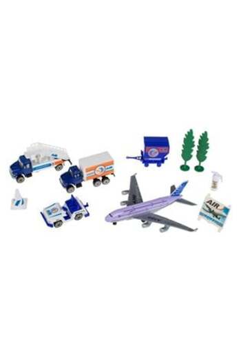 OEM Airport Vehicle Set with Airplane & Accessories - 10 Pcs