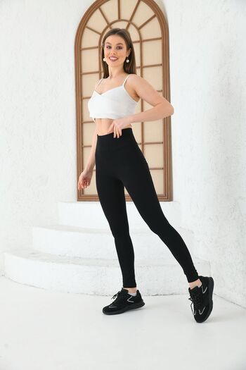 Dema Women's Black High Waist Recovery Winter Interlock Casual & Sports Tights