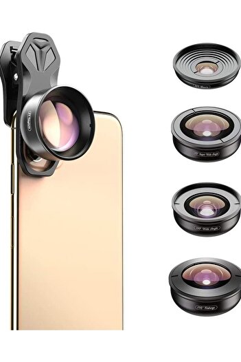 Generic HD Phone Camera Lens Kit | 180° Fisheye, 15X Macro, 0.6X Wide-Angle Clip-On