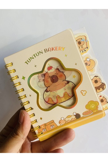 synshop Capybara Notepad with Bookmark, Lined Spiral Notebook with Hologram Cover That Changes Figure