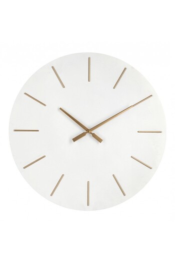 Bizzotto Wall Clock White Gold Metal Timeline 60x5 cm