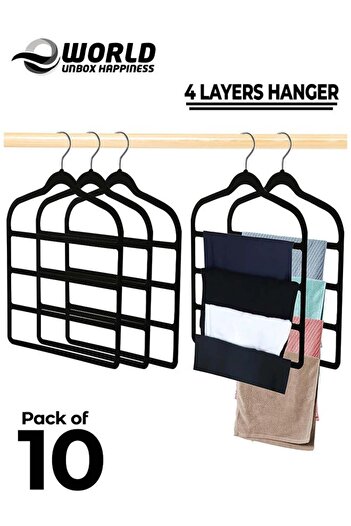 Eworld Pack of 10 Non-Slip Clothes Hangers with 4 layers
