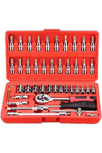Jiffy Screwdriver Drive Socket Bit Set Car Repair Tool with Reversible Ratchet - 46 Pieces