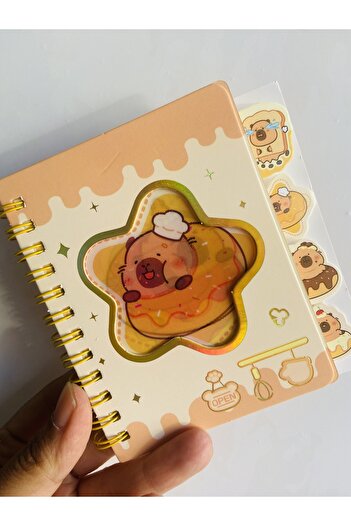 synshop Capybara Notepad with Bookmark, Lined Spiral Notebook with Hologram Cover That Changes Figure