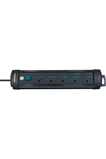 Brennenstuhl Premium-Line Multi-Standard 5-Way Extension Lead, black, 3m cable