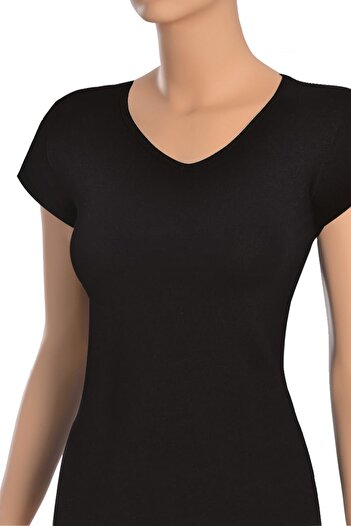 Öts Tricou pentru femei cu jumătate de mânecă cu decolteu în V (96% bumbac - 4% elastan)