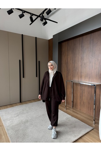 TUBA SÖZEN BUTİK 100% Cotton Hooded Zippered Two-Piece Set