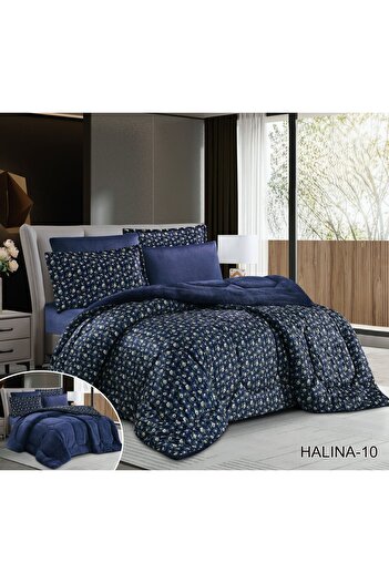 Roshen 6-piece double-sided winter bedspread set, one plain velvet side and one patterned fur side, luxury for you and elegance for your room decor, size 220*240