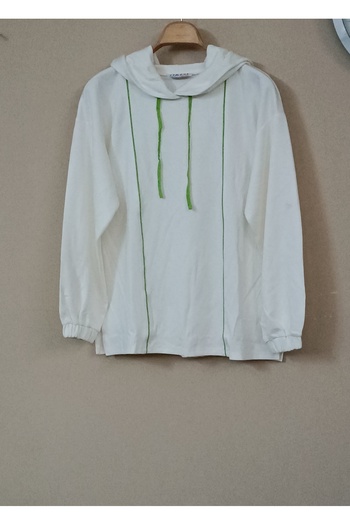 MAXLEVEL MODA Striped Detail Hooded Oversized Women's Sweatshirt