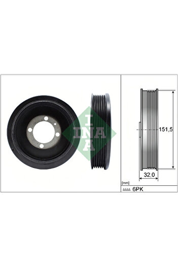İna OPEL MERIVA A minibus crankshaft belt pulley (X03) 2003-2010