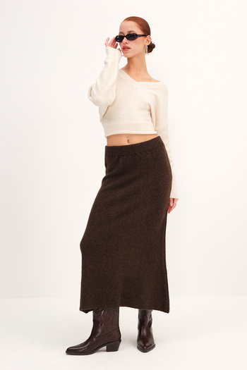 Addax Knitwear Midi Skirt E2490