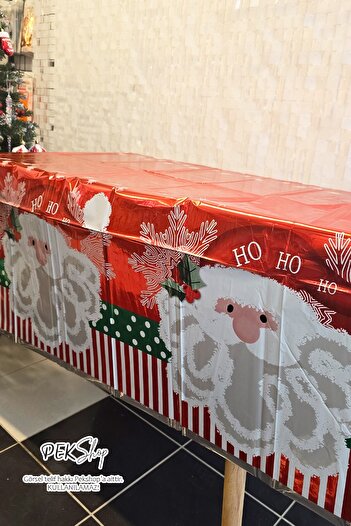 PEKSHOP Red Christmas Santa Claus Patterned Tablecloth