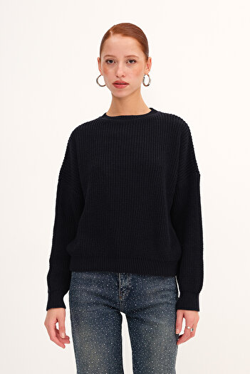 Addax Rubber Braided Knitwear Sweater K3456