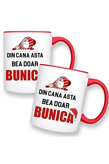 OEM Set 2 personalized mugs with message: 'Only Grandpa/Grandma drinks from this mug', Christmas design,