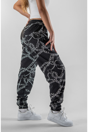 Superbluemexico Women's Digital Printed Chain Patterned Jogger Pants