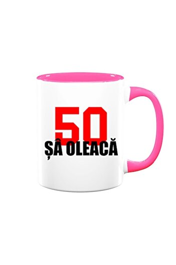 OEM Personalized mug with funny message: '50 and a little', Betaprint, ceramic, 330ml, white with pink i