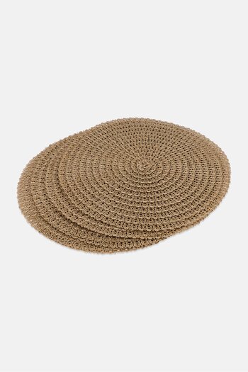 Catherine Malandrino 4 Piece Round Dining Placemats Set, Taupe