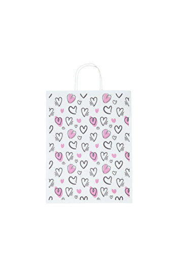 Papette Set of 100 Kraft Paper Bags with Pattern 7 Love 32 x 41(H) x 12cm