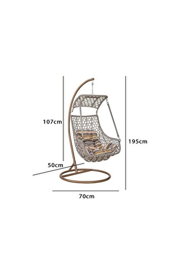 Family Ship Rattan and Metal Swing Chair for Outdoor Spaces - Gray
