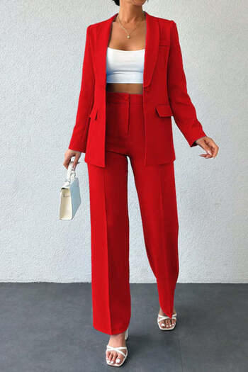 StreetWear Outlet Women's Suit, Shawl Collar Blazer, Long Sleeves and High Waist Pants