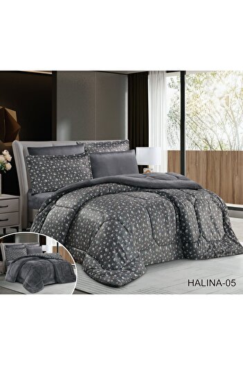 Roshen Winter double and half bed sheet set, 4 pieces, two sides, one plain velvet side and one patterned fur side, luxury for you and elegance for your room decor, 170*200