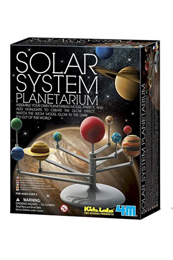 4M Solar System Planetarium Model Kit – Paint and Build a 30 cm Glow-in-the-Dark Rotating Solar Sy