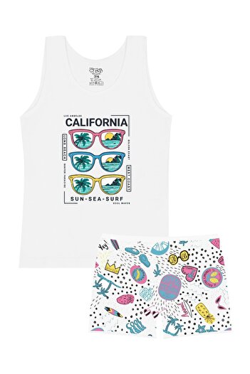 Öts Girl's Tank Top Boxer Lycra White Surf (96% Cotton - 4% Elastane)