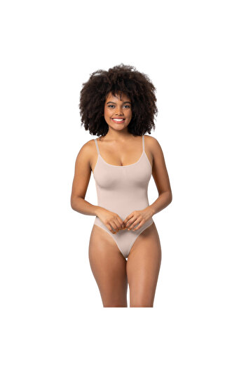 Rotixfy Body Modelator Rotixfy, Nude, Marime M, Fara Cusaturi, Cu Bretele, Chilot Tip Tanga