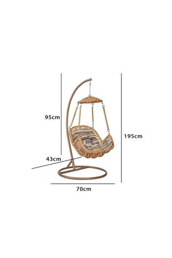Family Ship Hanging Rattan Swing Chair for Garden - Beige Color
