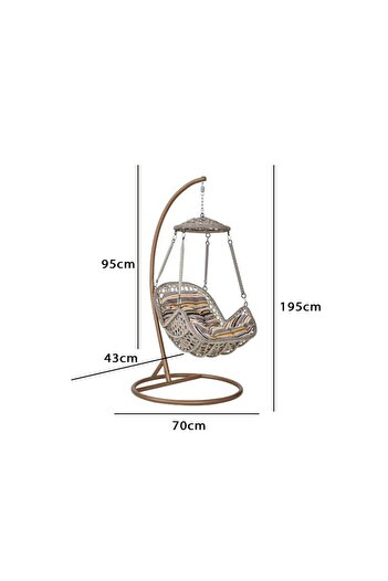 Family Ship Hanging Rattan Swing Chair for Garden - Gray