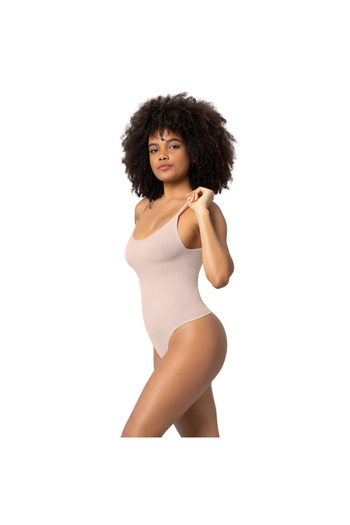 Rotixfy Body Modelator Rotixfy, Nude, Marime M, Fara Cusaturi, Cu Bretele, Chilot Tip Tanga