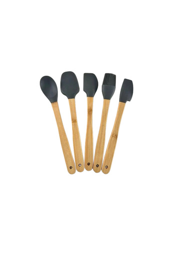 zezedesing 5-Piece Silicone Bamboo Handle Spatula Set