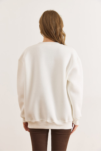 Olalook Women's White Horses Embroidered Thick Sweatshirt Swt-19000760