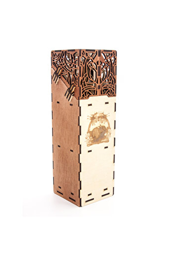 OEM Personalized wine box with perforated lid, 35x10.5 cm, brown and natural color