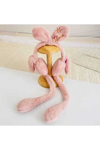 zyc Women/Girls Moving and Sound Rabbit Ear Plush Headphones
