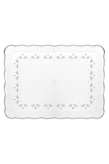 SHOPIENS Rectangular Tray, Floral Pattern, 33x23cm, Transparent Plastic, MYONNA IT & E-COMMERCE