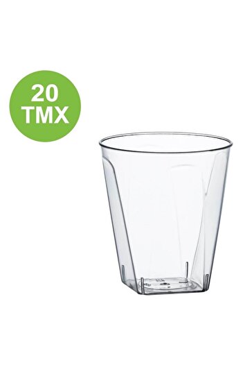 SHOPIENS Set of 20 Shot Glasses, Square Base, Transparent Plastic, 60 ml, Reusable - MYONNA