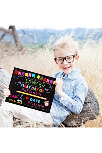 Al Raied First Day of School Chalkboard Sign, 22.9x30.5 cm Photo Prop Sign for Kids
