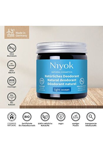 Niyok cream deodorant, Light Ocean, , vegan, aluminum-free, 40 ml