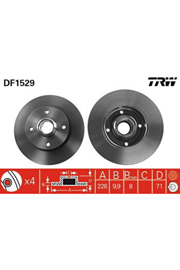 TRW Brake disc VW GOLF II (19E 1G1) 1983-1991