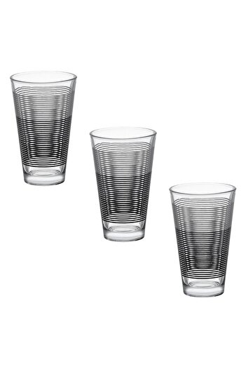 ANTBRO Set 3 Water Glasses, 'Lines', Transparent Glass, 330ml, Multicolor, MYONNA