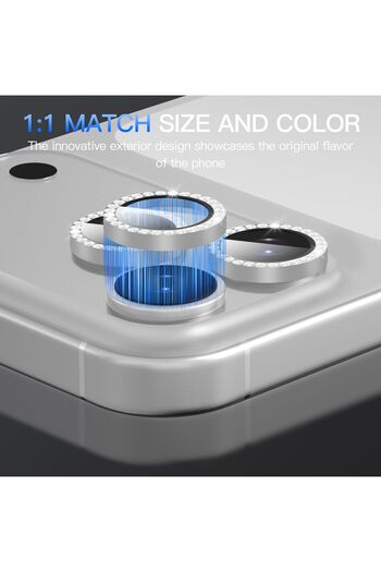 Fibaks iPhone 17 Pro-Pro Max Compatible Shiny Gemstone Camera Protection Colorful Lens Protector Tempered Glass