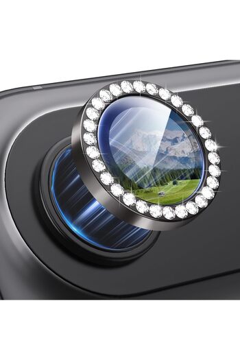 Fibaks iPhone 17 Air Compatible Shiny Gemstone Camera Protection Colorful Lens Protector Tempered Glass