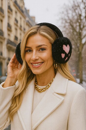 FELLMENS Black Soft Textured Paw Plush Headphones