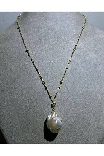 limon jewellery İnci Taşlı 925 Ayar Gümüş Kolye