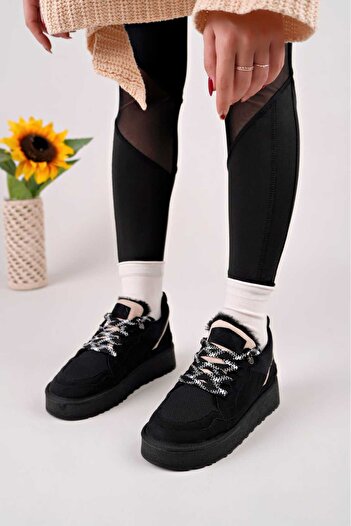 Mc vay Shoes Νέα σεζόν Γυναικείες μπότες και μποτάκια με χοντρή σόλα από σουέτ, ορθοπεδικές με γούνα και κορδόνια