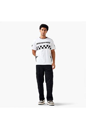FAV Men Regular Fit Crew Neck Short Sleeves Racing Print T-shirt