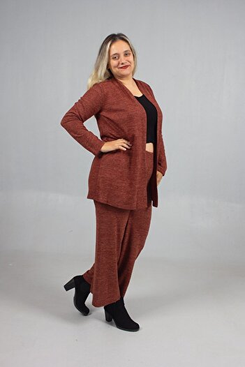 Truva XXL Cotton Wool Viscose Plus Size Pants Cardigan Suit Tile