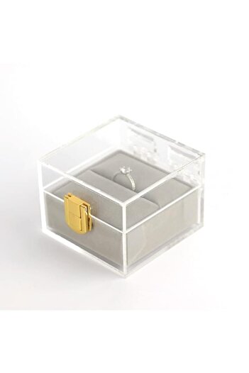 Generic UNIMARCAL Proposal Engagement Ring Box for Wedding Ceremony - Modern style Premium Clear Mrs Ring B